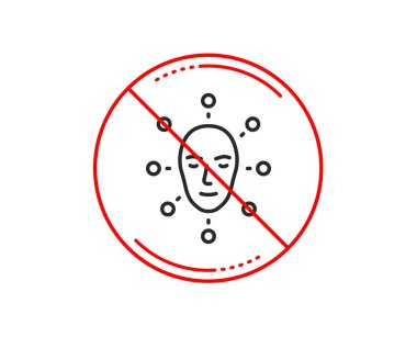 Hayır veya Dur işareti. Yüz biyometrik analiz satırı simgesi.