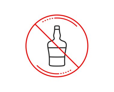 Hayır veya Dur işareti. Viski şişesi satırı simgesi. Brandy alkol işareti.