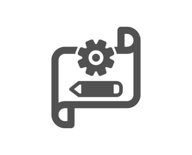 Karikatür blueprint simgesi. Mühendislik aracı oturum. Ayarları sembolü düzenleyin. 