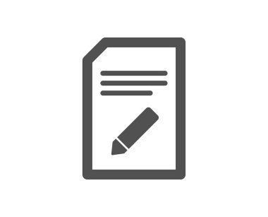 Belge simgesi düzenleyin. Bilgi dosya işareti. Kağıt sayfa kalem kavramı simgesiyle