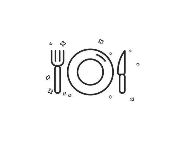 食品ライン アイコン レストランの看板 フォーク ナイフとプレートのシンボル — ストックベクタ