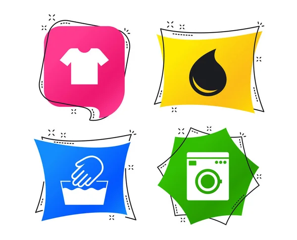 Ícone Máquina Lavar Lavagem Mãos Shirt Símbolo Roupas — Vetor de Stock
