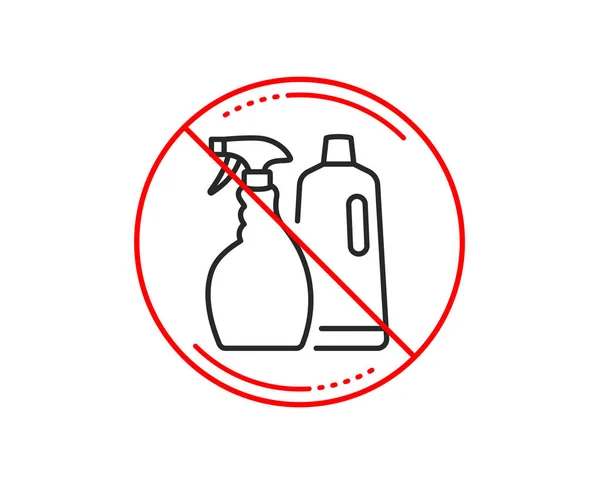 Pas Stop Signe Spray Nettoyant Icône Ligne Shampooing — Image vectorielle