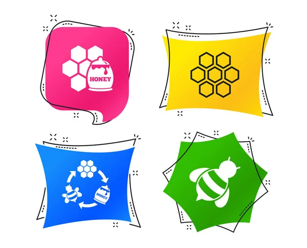 Ikona Medu Voštinový Buňky Včely Symbolem — Stockový vektor