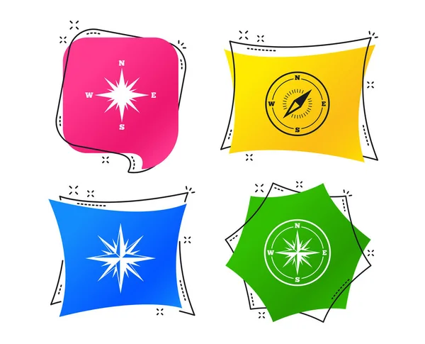 Windrose Navigation Icons Compass Symbols Coordinate System Sign — Stock Vector