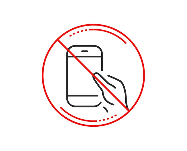 Stop Sign Hold Smartphone Icon Give Cellphone Phone Sign — Stock Vector