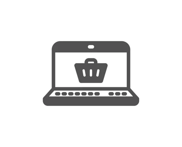 Online Shopping Cart Ikona Laptop Znak — Wektor stockowy