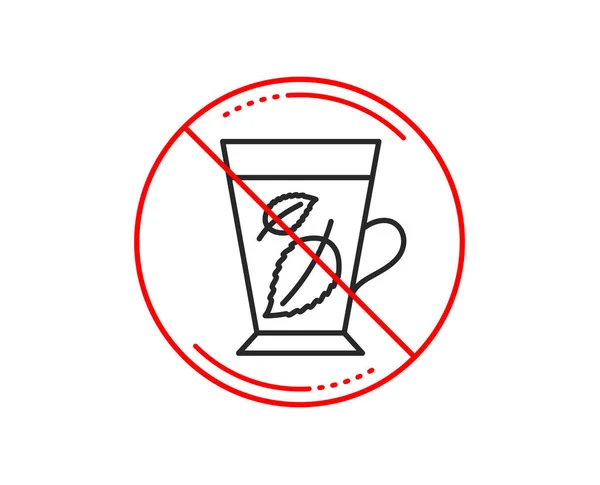 Pas Stop Signe Icône Ligne Thé Menthe Signe Frais Boisson — Image vectorielle