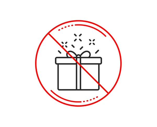 Stop Sign Gift Box Line Icon Present Sale Sign — Stock Vector