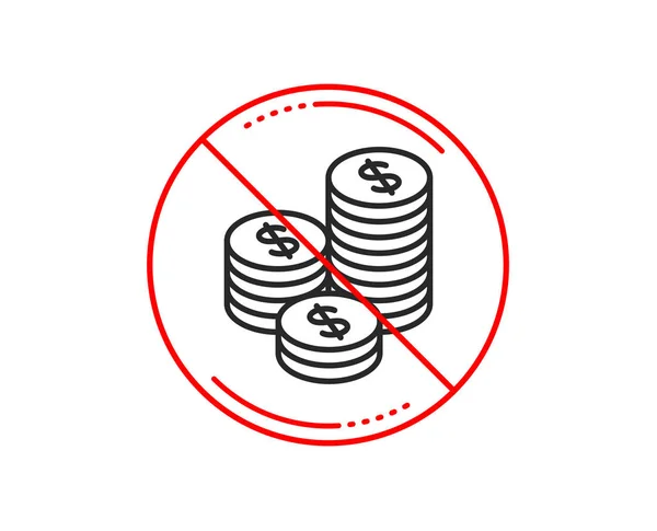 Stop Sign Coins Money Line Icon Banking Currency Sign — Stock Vector