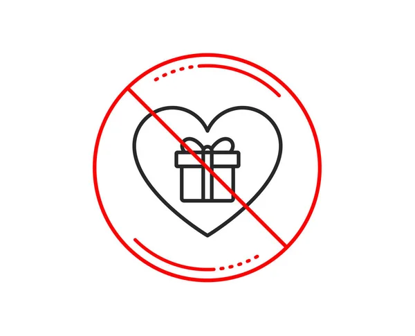 Знак Зупинки Любов Подарункова Коробка Значок Лінії Подарунок Або Знак — стоковий вектор