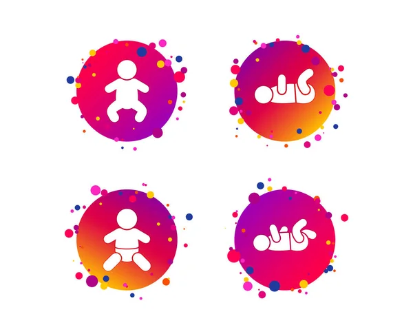 Iconos Recién Nacidos Símbolos Para Bebés Niños Pequeños Silueta Infantil — Vector de stock