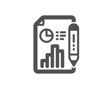 Rapor Belge simgesi. Sütun grafik işareti. Büyüme diyagram, pasta grafik sembolü. Kalite tasarım öğesi. Klasik stil ikonu. Vektör