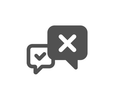 İleti simgesi reddetmek. Reddetme veya sohbet işareti kaldırın. Kalite tasarım öğesi. Klasik stil ikonu. Vektör