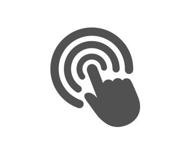 El simgesini tıklatın. Parmak dokunmatik işareti. İmleç işaretçi simgesi. Kalite tasarım öğesi. Klasik stil ikonu. Vektör