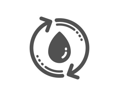 Su damla simgesi. Temiz su geri dönüşüm işareti. Yedek sıvı sembolü. Kalite tasarım öğesi. Klasik stil ikonu. Vektör