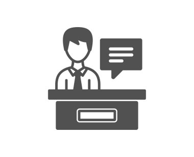 Katılımcı simgesi. Bilgi Danışma işareti. Kalite tasarım öğesi. Klasik stil ikonu. Vektör