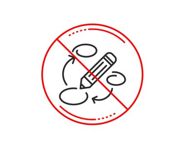 Hayır veya Dur işareti. Anahtar kelimeler satırı simgesi. Kalem simgesi. Pazarlama stratejisi işareti. Uyarı yasağı dur sembolü yasaktır. Yok simgesi tasarım. Vektör