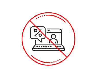 Hayır veya Dur işareti. Online kredi yüzde satırı simgesi. İşareti indirim. Kredi yüzde sembolü. Uyarı yasağı dur sembolü yasaktır. Yok simgesi tasarım. Vektör