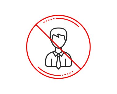 Hayır veya Dur işareti. Erkek Kullanıcı satırı simgesi. Avatar işareti profil. İşadamı kişi siluet simge. Uyarı yasağı dur sembolü yasaktır. Yok simgesi tasarım. Vektör