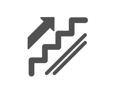 Merdiven simgesi. Alışveriş merdiven işareti. Giriş veya çıkış sembolü. Kalite tasarım öğesi. Klasik stil ikonu. Vektör