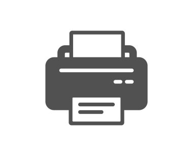 Yazıcı simgesi. Çıktının elektronik cihaz işareti. Ofis donatım sembolü. Kalite tasarım öğesi. Klasik stil ikonu. Vektör