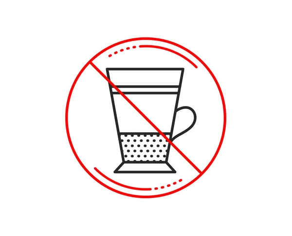 Nie Lub Znak Stop Pokój Dwuosobowy Ikona Kawa Latte Gorący — Wektor stockowy