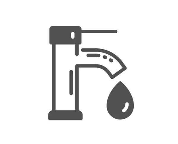 Woda Kranu Ikona Bateria Aqua Upuść Logowania Sanitarno Techniczne Symbol — Wektor stockowy