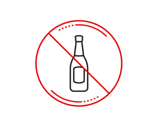 Pas Stop Signe Icône Ligne Bouteille Bière Pub Craft Enseigne — Image vectorielle