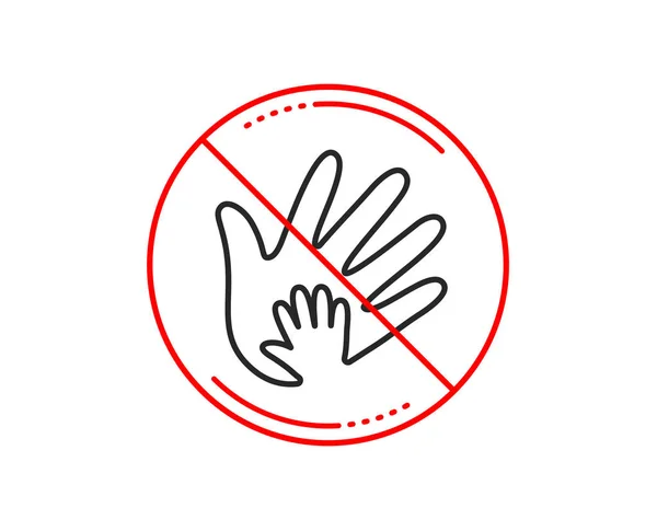 Nie Lub Znak Stop Ikona Linii Dłoni Odpowiedzialność Społeczna Znak — Wektor stockowy