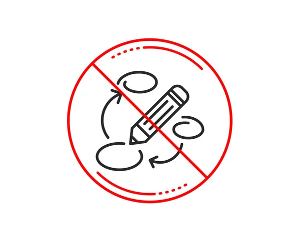 Pas Stop Signe Icône Ligne Mots Clés Symbole Crayon Signe — Image vectorielle