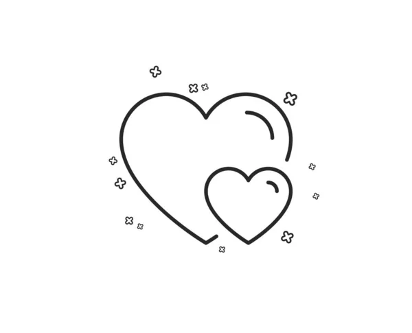 カップルの愛の線のアイコン つのハートに署名します バレンタインの日のシンボル 幾何学的図形 ランダム クロス要素 直線的な心のアイコン デザイン ベクトル — ストックベクタ
