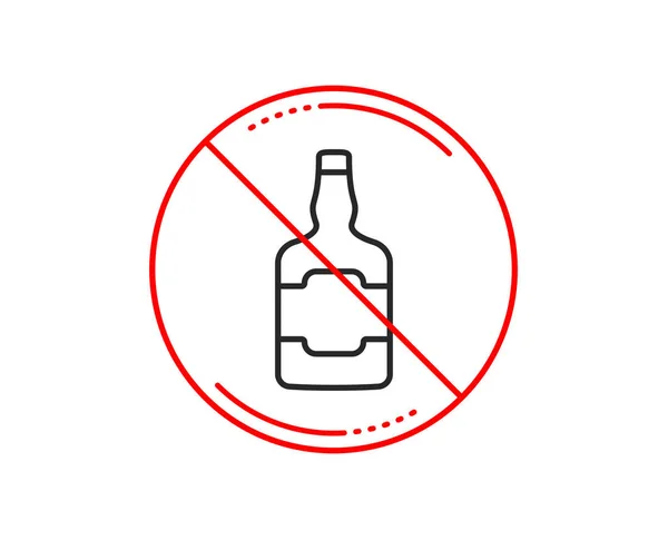 Señal Stop Icono Línea Botella Whisky Signo Alcohol Escocés Precaución — Vector de stock