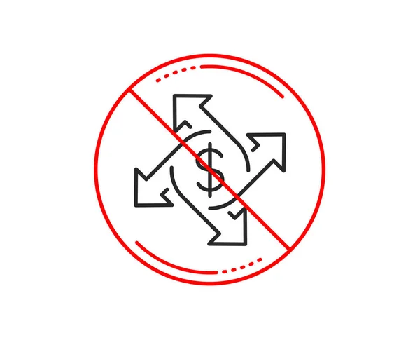 Δεν Πινακίδα Stop Εικονίδιο Γραμμή Πληρωμής Συναλλαγματική Σύμβολο Δολαρίου Σύμβολο — Διανυσματικό Αρχείο
