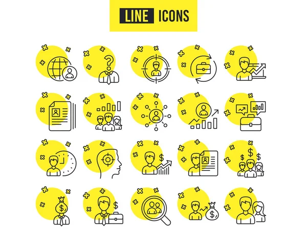 İnsan kaynakları hat simgeler. İş ağı, iş görüşmesi ve kafa avcılık imzalar. CV, takım çalışması ve portföy sembolleri. Kalite futuro tasarım simgeler. Düzenlenebilir inme. Vektör