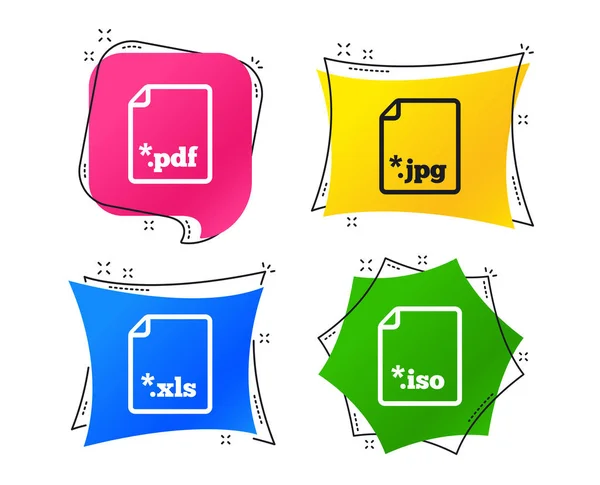 Download Documentpictogrammen Bestand Extensies Symbolen Pdf Xls Jpg Iso Virtuele — Stockvector
