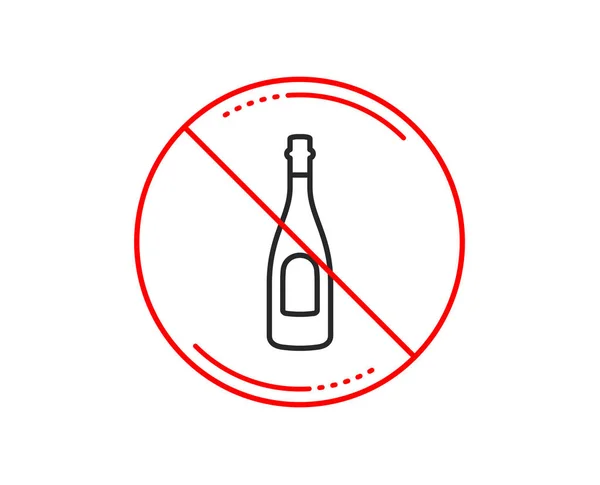 Pas Stop Signe Icône Ligne Bouteille Champagne Signe Alcool Anniversaire — Image vectorielle