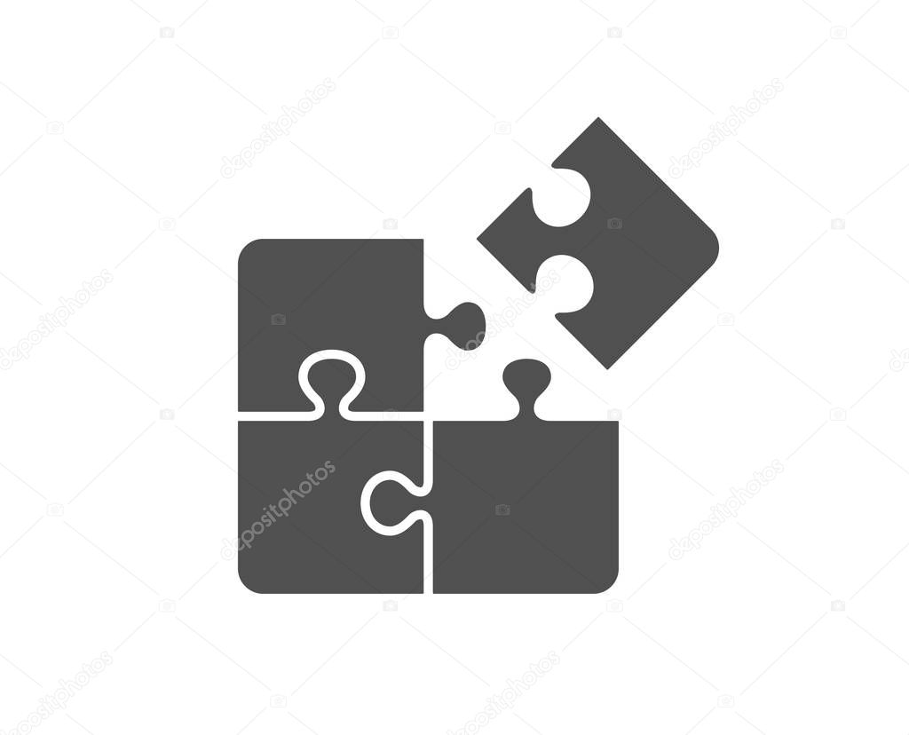 Puzzle icon. Engineering strategy sign. Quality design element. Classic style icon. Vector