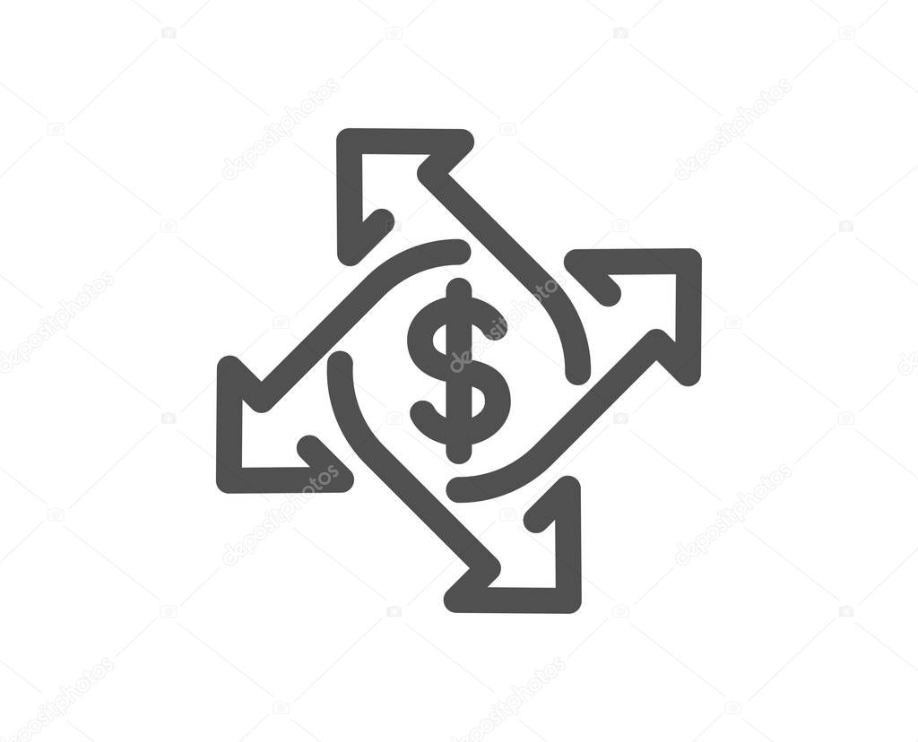 Payment exchange icon. Dollar sign. Finance transfer symbol. Quality design element. Classic style icon. Vector