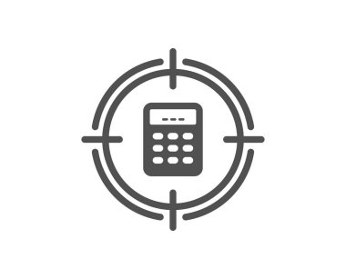 Hedef simgesi hesap makinesi. Muhasebe, Denetim işareti. Finans simgesi hesaplayın. Kalite tasarım öğesi. Klasik stil ikonu. Vektör