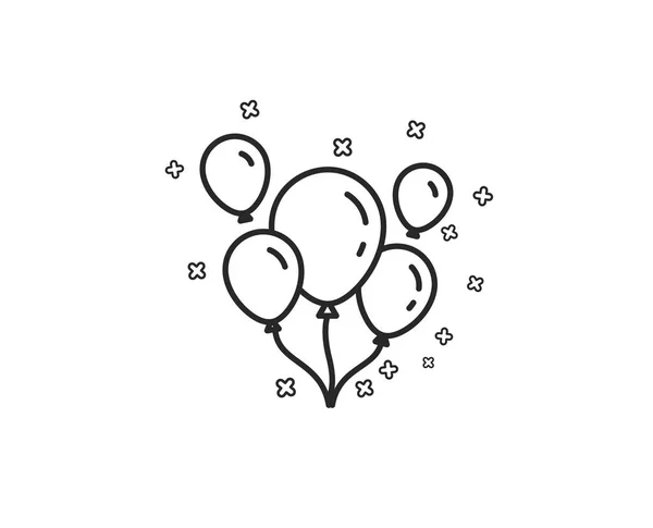 Luftballons Linie Symbol Vergnügungspark Oder Geburtstagsfeier Schild Geometrische Formen Zufällige — Stockvektor