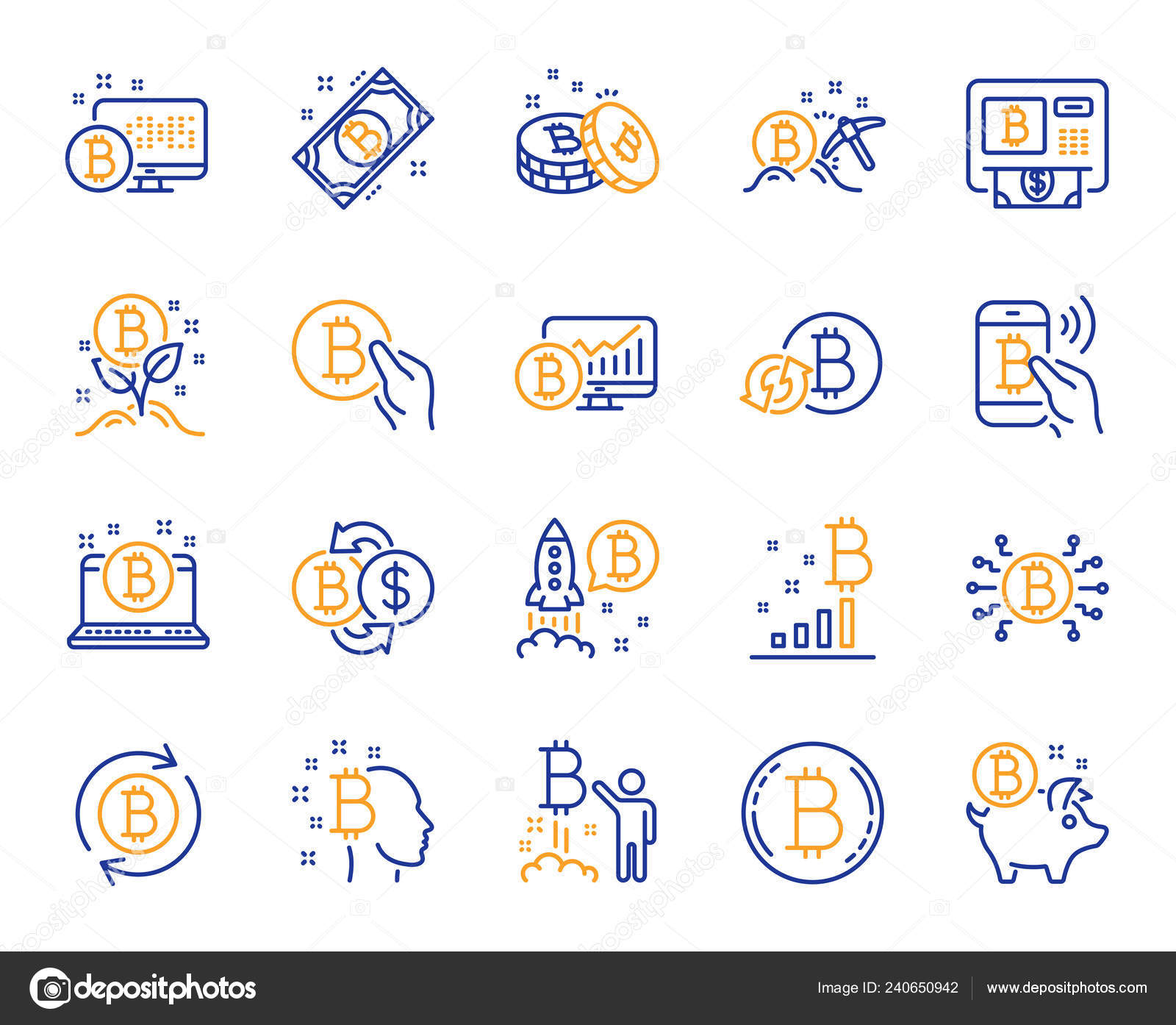 Cryptocurrency Line Icons Set Blockchain Crypto Ico Start Bitcoin Icons  Stock Vector by ©Blankstock 240650942