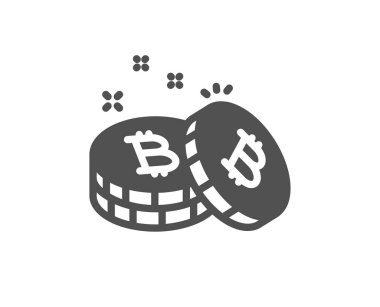 Bitcoin simgesi. Cryptocurrency para işareti. Kripto para sembol. Kalite tasarım öğesi. Klasik stil ikonu. Vektör