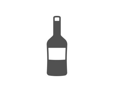Şarap şişesi simgesi. Merlot veya Cabernet Sauvignon işareti. Kalite tasarım öğesi. Klasik stil ikonu. Vektör