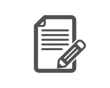 Geri bildirim simgesi. Kalem işareti ile sayfa. Copywriting sembolü. Kalite tasarım öğesi. Klasik stil ikonu. Vektör