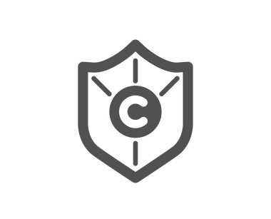 Telif hakkı koruma simgesi. Copywriting işareti. Kalkan simgesi. Kalite tasarım öğesi. Klasik stil ikonu. Vektör