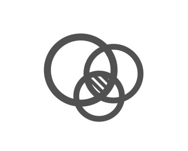 Euler diyagram simgesi. Eulerian işareti daireler. İlişkileri grafik sembolü. Kalite tasarım öğesi. Klasik stil ikonu. Vektör