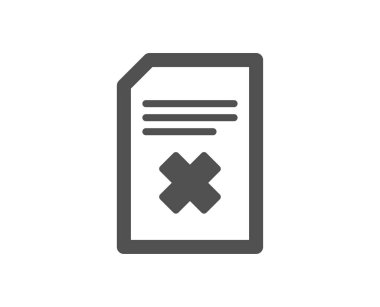 Belge simgesini kaldırın. Bilgi dosyasını işaret silin. Kağıt sayfası kavramı sembol. Kalite tasarım öğesi. Klasik stil ikonu. Vektör