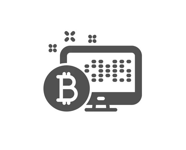Icono Bitcoin Signo Monitor Criptomoneda Crypto Símbolo Dinero Elemento Diseño — Vector de stock