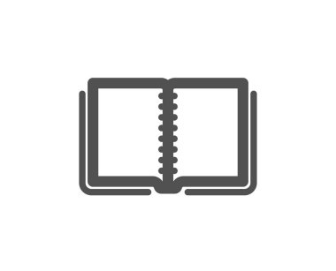 Kitap simgesi. Eğitim sembolü. Talimat veya E-öğrenme işareti. Kalite tasarım öğesi. Klasik stil ikonu. Vektör